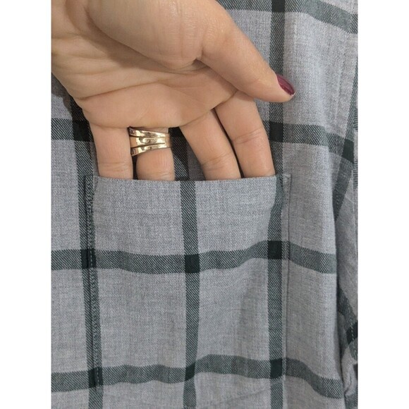 Steven Alan Shirt Mens Sz M Button Up Gray Plaid Pocket Flannel Made USA Light - Picture 4 of 11